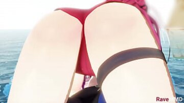 La sucia orgía de la playa de Hentai Pirate con un nuevo compañero de tripulación