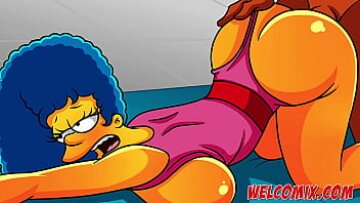 Enorme botín MILF se pone travieso en el gimnasio – Simpsons Parody